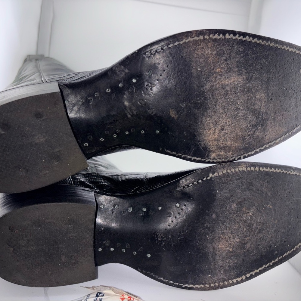 Vintage Justin Men's Lizard 13 B Cowboy Boots Western Style 9152 Black - Picture 10 of 13